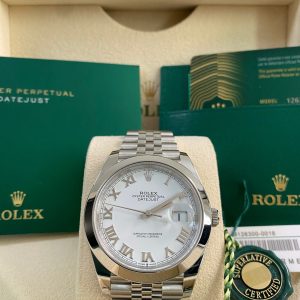 Rolex Steel Datejust 41 - 2025- Smooth Bezel -White Roman Dial - Jubilee Bracelet - 126300 *FULL SET*