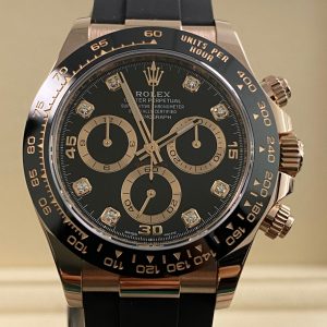 Rolex Everose Gold Cosmograph Daytona - 2022 - Black Diamond Dial - Oysterflex - 116515LN *FULL SET*
