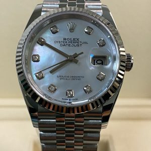 Rolex Steel Datejust 36 - 2024 - Fluted Bezel - Mother-of-Pearl-Diamond Dial - Jubilee Bracelet - 126234 *FULL SET*