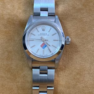 Rolex Oyster Perpetual 26 - Domed Bezel - Silver Dial "Domino's Pizza" Stamp - Oyster Bracelet - 67180