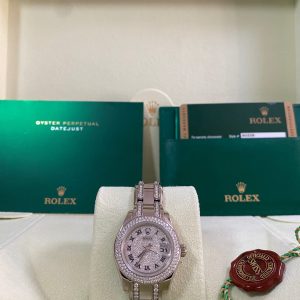 Rolex White Gold Lady-Datejust Pearlmaster 29 - 2001 - All Factory Diamond Bezel & Dial - 80339 *FULL SET*