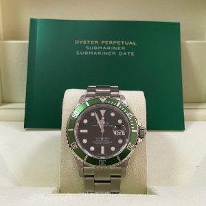 Rolex Steel Submariner Date - Kermit - Green Bezel - Black Dial - 16610LV Scambled Serial