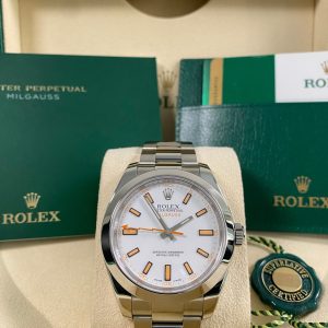 Rolex Milgauss - 2017 - White Dial Orange Accents - 116400 *FULL SET*