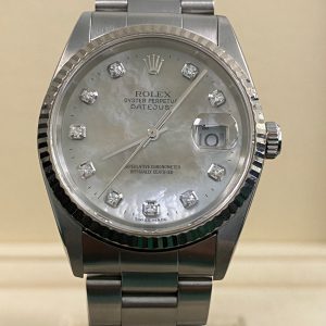 Rolex Steel Datejust 36 - P serial - Fluted Bezel - Mother-of-Pearl Diamond Dial - Oyster Bracelet - 16234