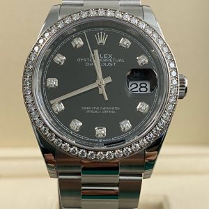Rolex Steel Datejust 36 - 2020 - Diamond Bezel - Black Diamond Dial - Oyster Bracelet - 126284RBR - *FULL SET*