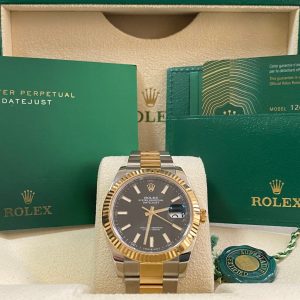 Rolex Steel and Yellow Gold Datejust 41 - 2021 - Fluted Bezel - Black Index Dial - Oyster Bracelet - 126333