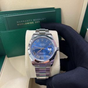Rolex Datejust 41mm “Blue Roman Dial” Oyster Bracelet Reference # 126300