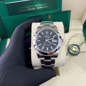 Rolex Datejust 41 Stainless Steel & White Gold - Black Index Dial - Smooth Bezel (Ref# 126300)